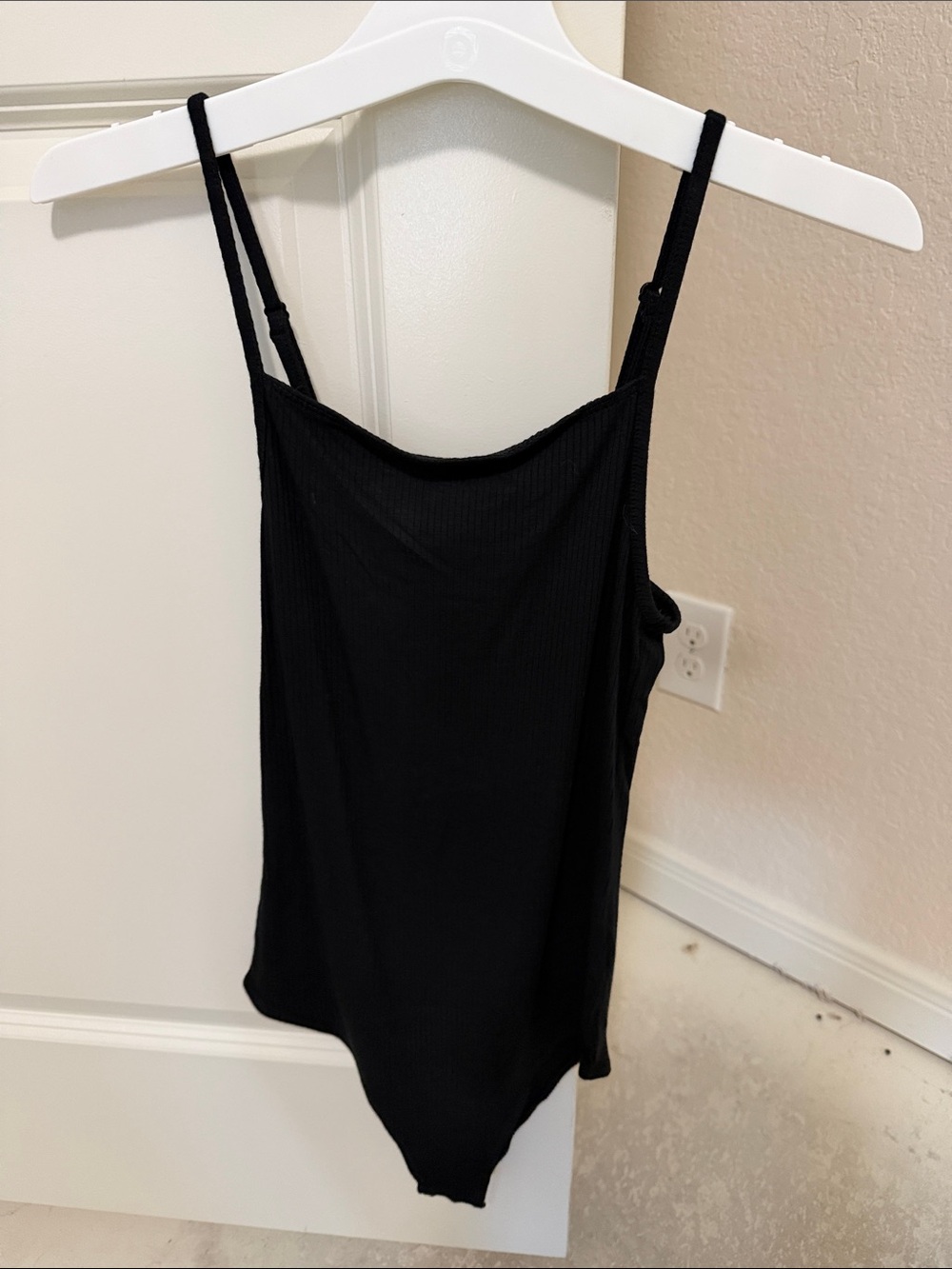 wild fable Black Ribbed Spaghetti Strap Bodysuit